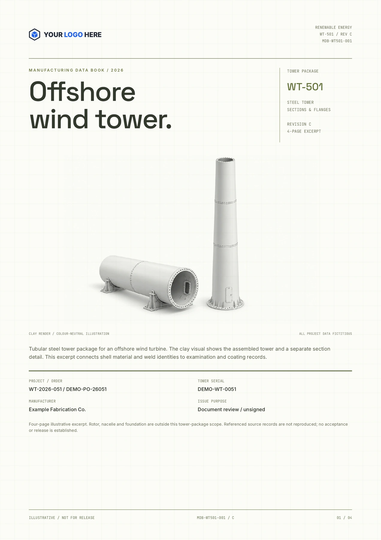 Offshore wind turbine tower sample cover