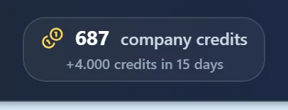The credits balance in the header, with the next monthly deposit below it