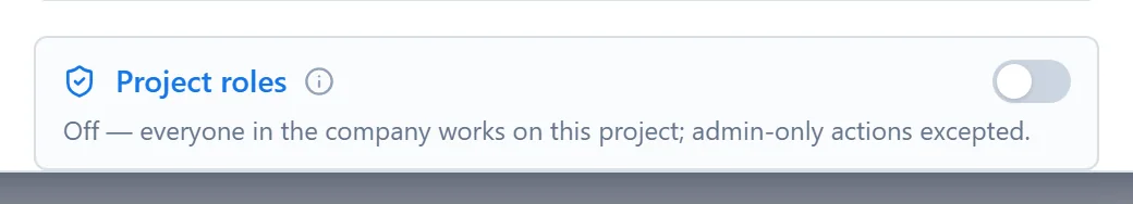 The Project roles switch in the Edit project window