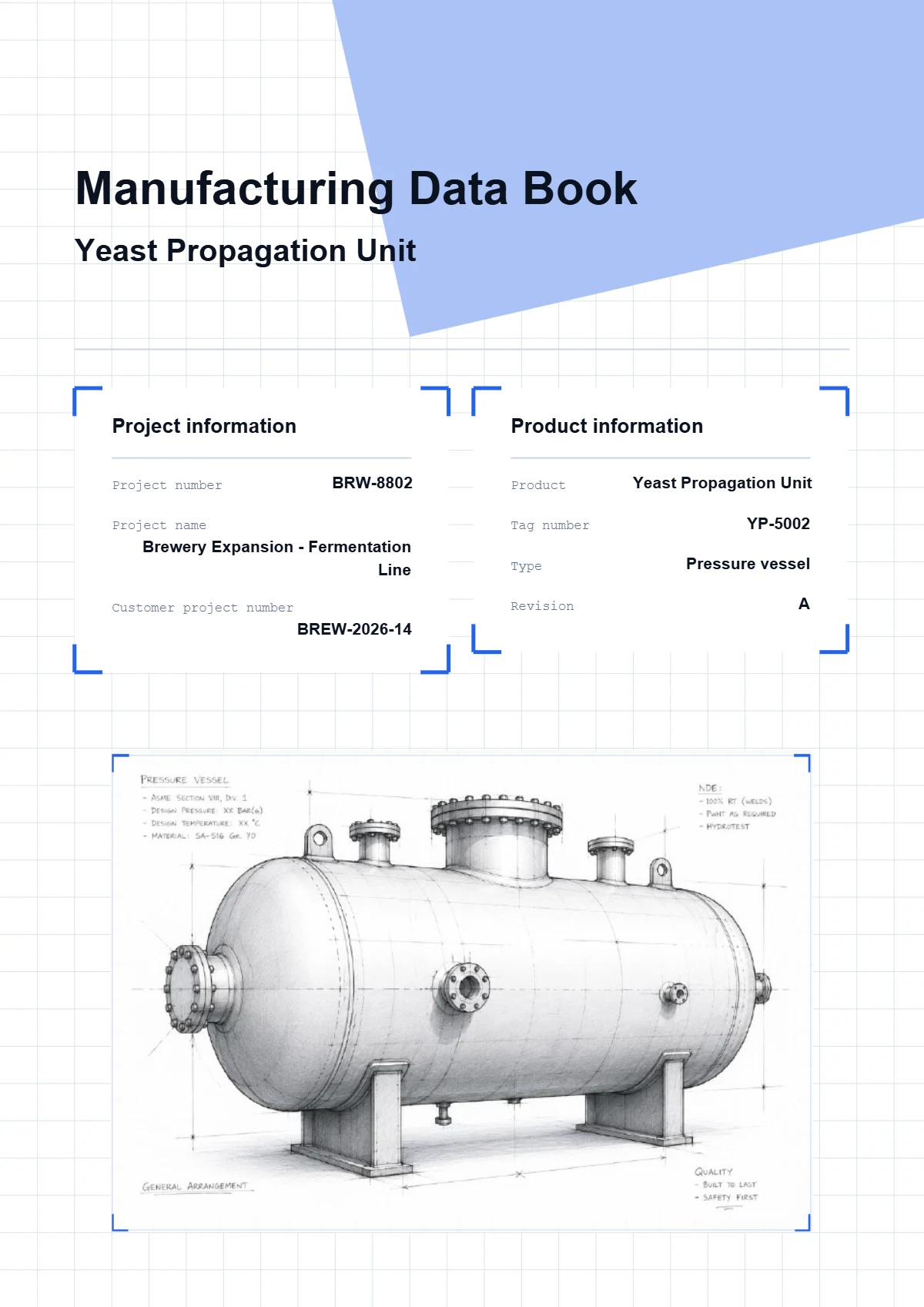 Auto-generated MDB cover sheet for a Yeast Propagation Unit (brewery expansion project)